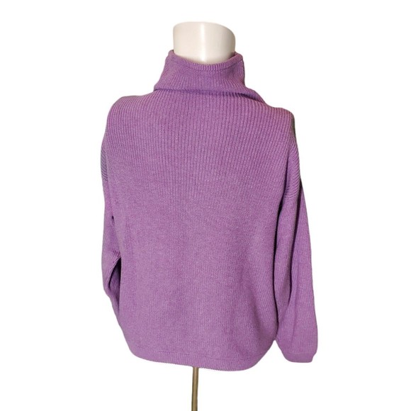 Belford Purple Pima Cotton Sweater Rib Knit Mock Neck Pullover Sz XS - Picture 5 of 6